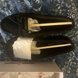 Black Minnetonka Moccasins - NEW IN BOX - never worn